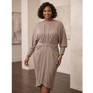 NWT Eloquii Rose Gold Metallic Shimmer Dolman Dress 18